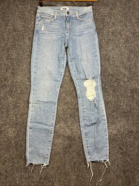 Paige Jeans Womens 26 Verdugo Ankle Light Wash Cotton Stretch Distressed Raw Hem